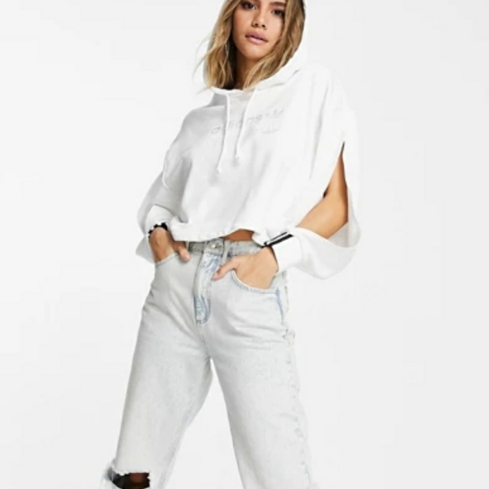 adidas Originals cropped hoodie in white